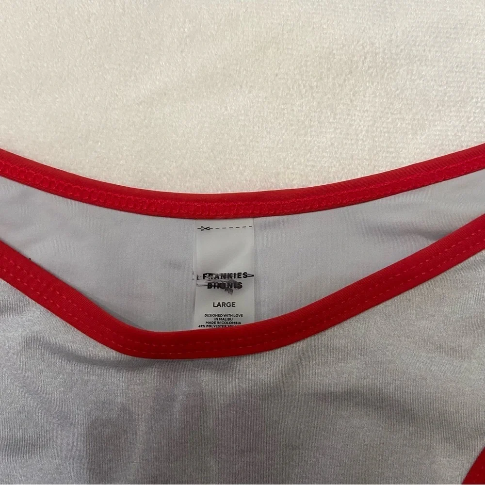 New! Frankie's Bikinis Dove Red and Gray binded Bikini Bottom 3999